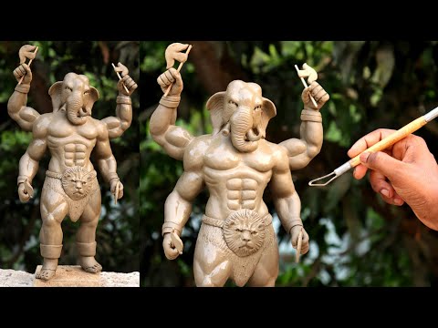 Muscular Ganapati bappa murti making with clay | ganesh ji ki murti banana | clay art