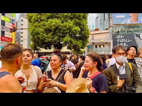 曇り空の渋谷ウォーキングツアー。Walking Tour in Shibuya . Tokyo,  Japan.