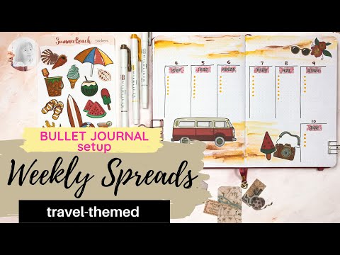 travel+ beach theme bullet journal | weekly layouts | July 2022 | PLAN WITH ME | sticker & printable