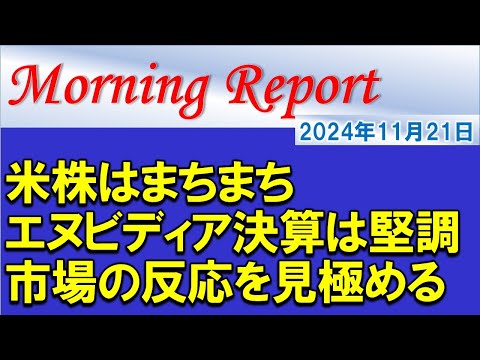 【モーニングレポート】米株はまちまち！エヌビディア決算は堅調！市場の反応を見極める！