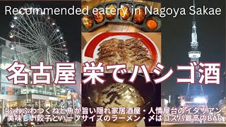 名古屋 栄でハシゴ酒　ふわふわつくねと魚が旨い隠れ家居酒屋、人情屋台のイタリアン、美味しい餃子とハーフサイズのラーメン、〆はコスパ最高のBAR