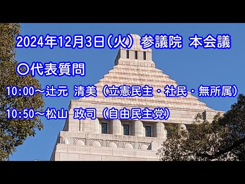 【国会中継録画】 参議院 代表質問（2024/12/03）