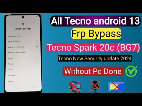 All Tecno (Spark 20c)FRP Bypass without PC Android 13| Tecno Latest Security update 2024