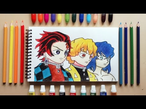 Drawing Tanjiro kamado , Zenitsu Agatsuma , inosuke hashibira .......❤️ #art #anime #Demonslayas