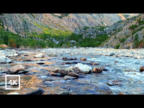 4K Mountain River Sunset | Nature Scene for Relaxation | Mountain River Nature Sounds | White Noise