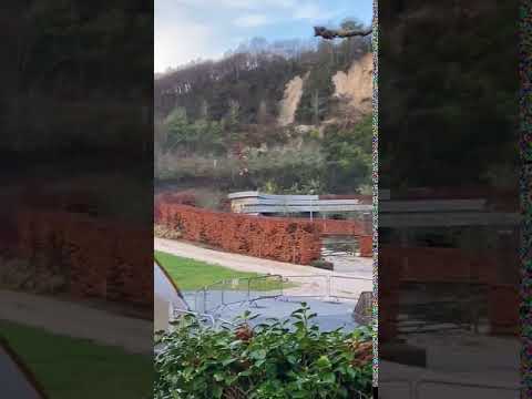 The scene after flooding and landslips at the Eden Project