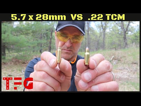 5.7 x 28mm VS .22 TCM (against a Patio Block) - TheFirearmGuy