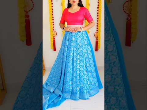 lehnga style saree draping tutorial for wedding party #sareedraping #sareelove #saree #ytshorts