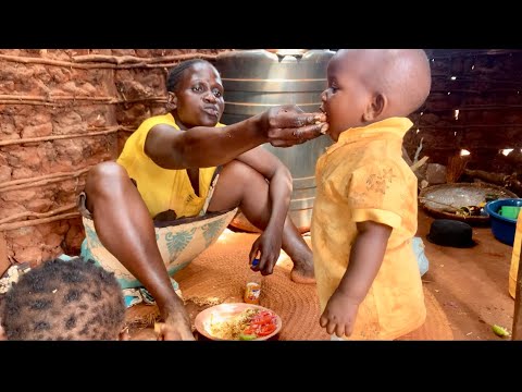 Typical African Village Life on a Rainy Evening#cooking Delicious Fish Biriani For Dinner