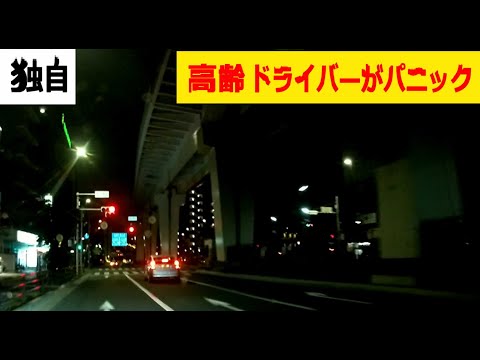 [ドラレコは見た！]高齢ドライバーが運転中にパニック！信号無視で横断歩道に突っ込む！