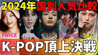 K-POP頂上決戦【2024年】全世代男女国別人気比較！【BTS SEVENTEEN Stray Kids TWICE BLACKPINK】