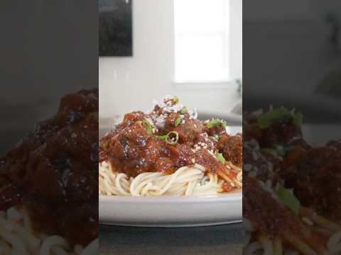 KOREAN Spaghetti & Meatballs #shorts