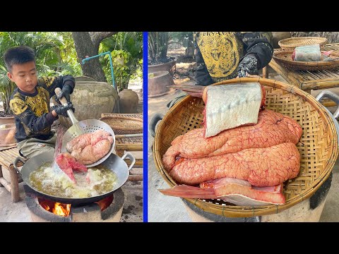 Yummy fish with eggs cooking - Cook and invite mom to taste - Chef Seyhak