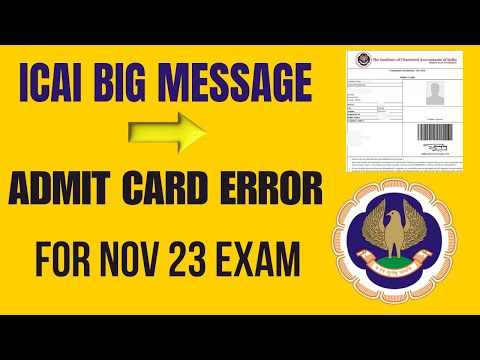 |ICAI Big Message For Admit Card Nov/Dec 23 CA Exam| Foundation| Inter| Final Nov 23 Exam|