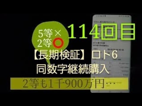 【長期検証】ロト6、同数字継続購入、114回。1394回