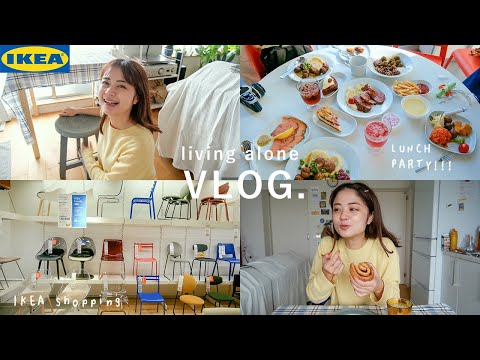 vlog) IKEAでランチして家具の組み立てと模様替えした1日🛋一人暮らしの日常,購入品