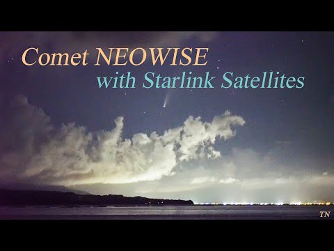 Comet Neowise with Starlink satellites