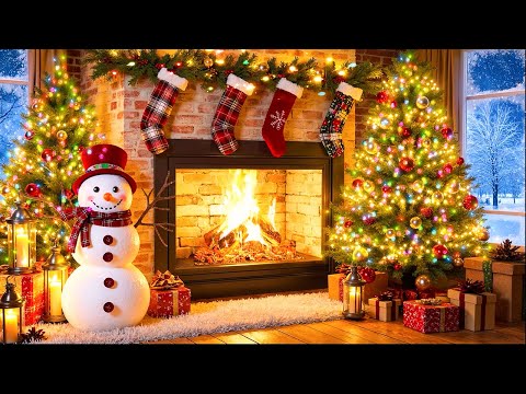 Relaxing Christmas Music Traditional Instrumental🎄Christmas Fireplace Music 🔥 Christmas Background