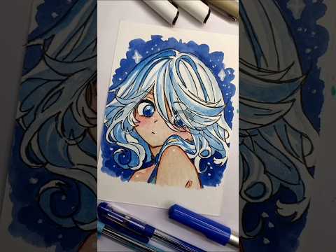 Furina drawing fanart 💙✨原神 #ganshinimpact #原神 #shorts #animedrawing #furina