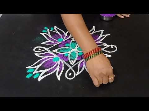 Friday lotus flower rangoli designs🌺🌺Muggulu with dots,Rangoli kolam,Daily kolam.