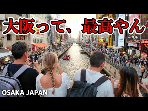 Dotonbori Walk Tour in Osaka, crowded with tourists | Tonbori River Walk [4K]