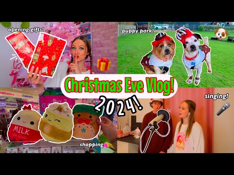 CHRISTMAS EVE VLOG 2024!!🎅🏻🎄(opening gifts, puppy park, singing, shopping etc!!🙈🎀) Rhia Official♡