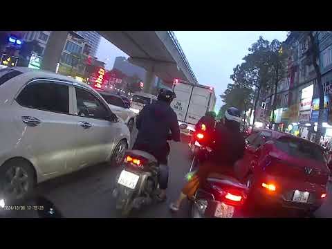 Vietnam交通状況 in Hanoi 【交通Level 2】20241206 帰り ※ヘッドカメラ