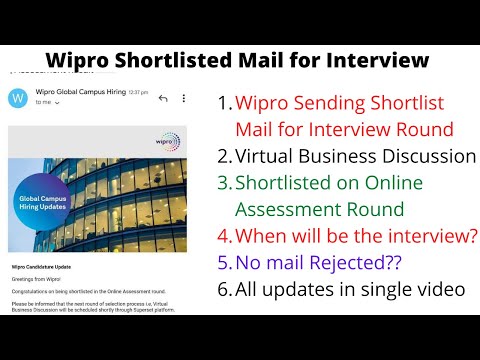 Wipro Shortlist Mail for Interview  | Wipro Interview Invite to Shortlisted Candidates |