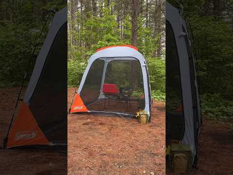 Cooking burgers inside Coleman Skyshade Screen Dome Canopy Tent, 8x8ft