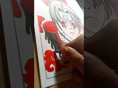 Itachi Uchiha drawing black and red colour #anime #itachi #naruto #shorts #art