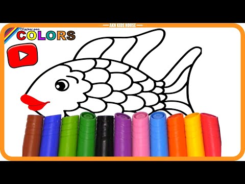 ANIMALS ) Colorful Fish Coloring Pages  - Big Marker Pencil / Akn Kids House