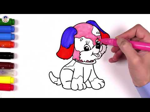 ( Animals ) Fun Dog Coloring Page for Children on Akn Kids House! 🐾🎨 Big marker Pencil