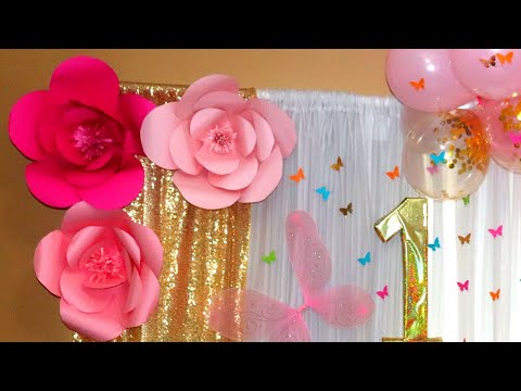 Easy Paper Flower making| Beautiful Paper Flowers for Birthday Decoration| Birthday Decoration ideas