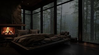 Cozy Cabin in the Rainy Forest | Roaring Fireplace and Relaxing Rain Sounds for Sleep