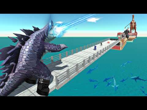 Angry Sharkjira VS Titanosaurus + Kaiju Monster Godzilla for rescue Blue Shark