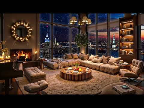 Cozy Apartment in New York 🌃 Tender Jazz Saxophone Music with Fireplace Sounds to Relax, Deep Sleep