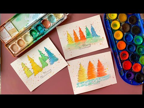 Easy Watercolor Christmas Card, DIY Easy Watercolor Card Idea, Easy Holiday Card Ideas for Beginners