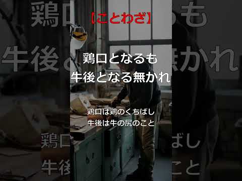 【ことわざ】鶏口となるも牛後となる無かれ!