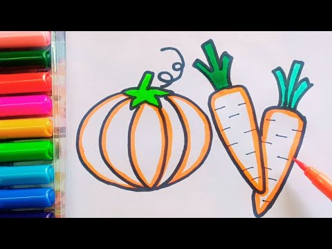 Drawing and Painting  Pumpkin & Carrot for Kids Toddlers | Simple Drawing, Coloring #drawing