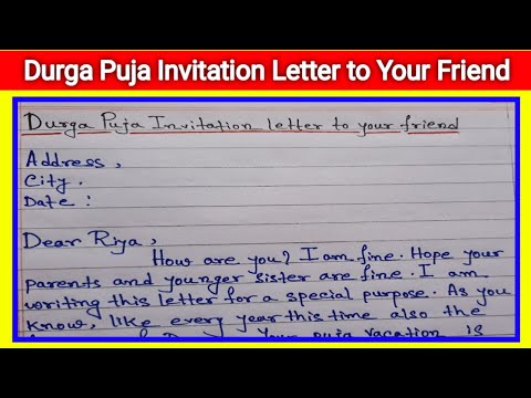 Durga Puja invitation letter to your friend in English | Write a letter to friend inviting her