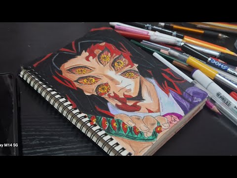 Colour Like Pro (Draw Upper Moon 1) Kokushibo 😈 Watch Full Video 🔥 From Demon slayer