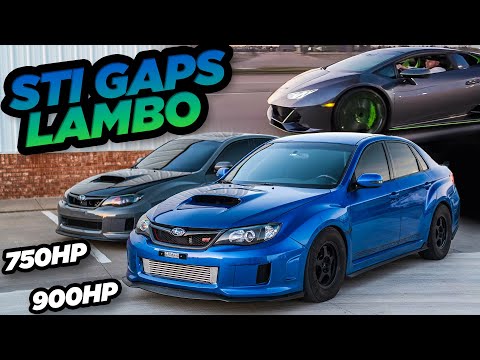 Sleeper Subaru STI GAPS Huracan Evo on the Street! + 900HP STI Neck Snapping Backroad Launch