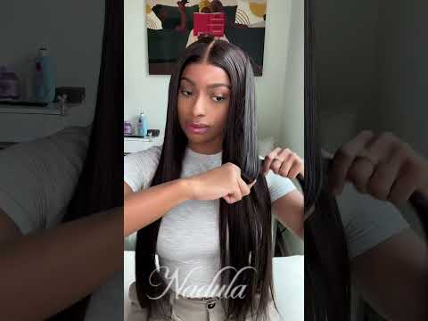 See how silky my yaki hair is! #nadulahair #lacewigs #yakihair #silkyhair #straighthair #fyp