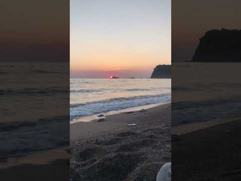 Beautiful sunset view at Buljarica beach in Montenegro filled with relaxing sounds of the sea.