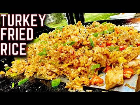 AMAZING TURKEY FRIED RICE ON THE GRIDDLE! PERFECT THANKSGIVING LEFTOVERS COOK IDEA!