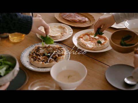 [ House party ] Homemade pizza party with painter friends. Apple crumble tart and herb tea 🍎