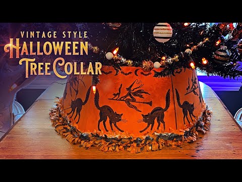 DIY Vintage Style Halloween Tree Collar - Halloween Crafts - Halloween Decor - Halloween Ideas