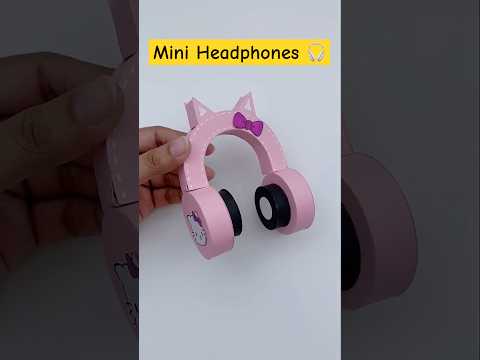 Cute Mini Hello kitty Headphones 🎧 (Try it) #shorts #art #craft #miniature #viral #trending