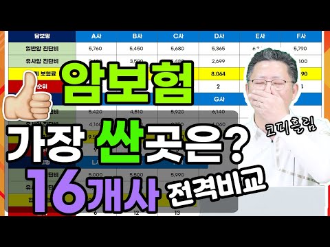 유튜브 최초! 암보험 추천 비갱신형 16개사 완벽 비교 AI가 아닌 설계사가 코피 흘리면서 직접 설계