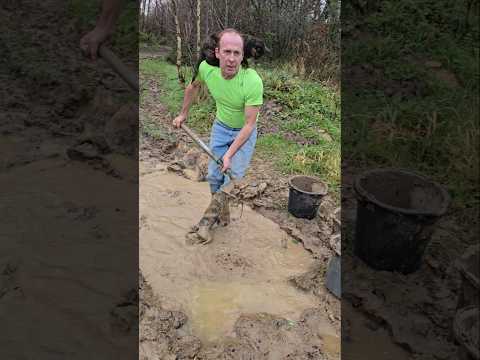 Shovelling Soaked Slop #landscaping #mud #cat #fitnessmotivation #adventure #digging #exercise #wow